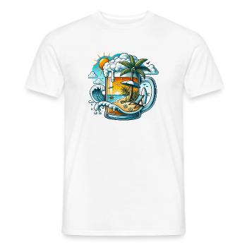 Bier & Strand – Der perfekte Urlaub - Männer T-Shirt - Weiß - Vorne - AI Model Male 178 dark (178cm)