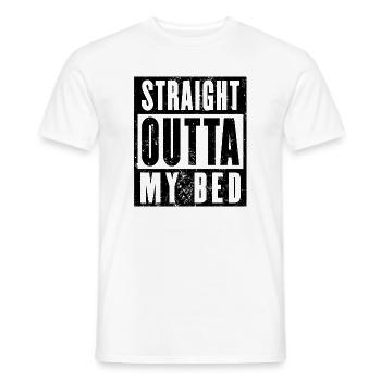 Straight Outta My Bed Shirt, Morgenmuffel - Männer T-Shirt - Weiß - Vorne - AI Model Male 178 dark (178cm)