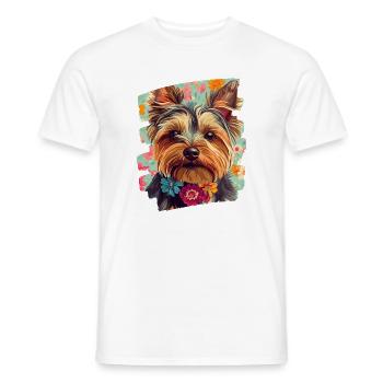 Yorkshire Terrier - T-shirt homme - blanc - Devant - AI Model Male 178 dark (178cm)