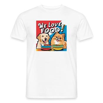 Chiens comiques - Nous aimons la nourriture - T-shirt homme - blanc - Devant - AI Model Male 178 dark (178cm)
