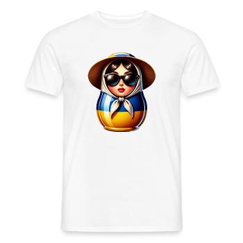 Ukraine Matriochka avec lunettes de soleil pour les Ukrainiens - T-shirt homme - blanc - Devant - AI Model Male 178 dark (178cm)