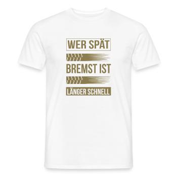Autoliebhaber Spruch Bremsspur Humor - Männer T-Shirt - Weiß - Vorne - AI Model Male 178 dark (178cm)