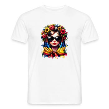 Ukraine Matriochka avec lunettes de soleil pour les Ukrainiens - T-shirt homme - blanc - Devant - AI Model Male 178 dark (178cm)