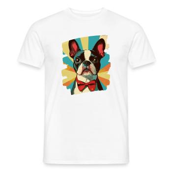 Boston Terrier - T-shirt homme - blanc - Devant - AI Model Male 178 dark (178cm)
