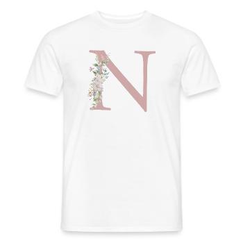 N Monogramme, Floral, Personnalisable - T-shirt homme - blanc - Devant - AI Model Male 178 dark (178cm)