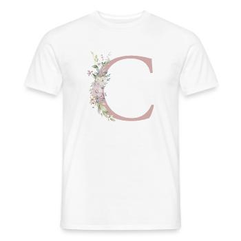 C Monogramme, Floral, Personnalisable - T-shirt homme - blanc - Devant - AI Model Male 178 dark (178cm)