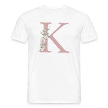 K Monogram, Floral, Personalizable - Men's T-Shirt - white - Front - AI Model Male 178 dark (178cm)