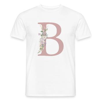 B Monogramme, Floral, Personnalisable - T-shirt homme - blanc - Devant - AI Model Male 178 dark (178cm)