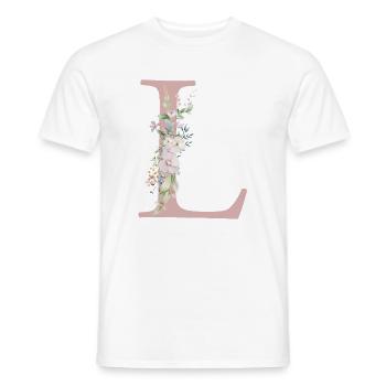 L Monogram, Floral, Personnalisable - T-shirt homme - blanc - Devant - AI Model Male 178 dark (178cm)