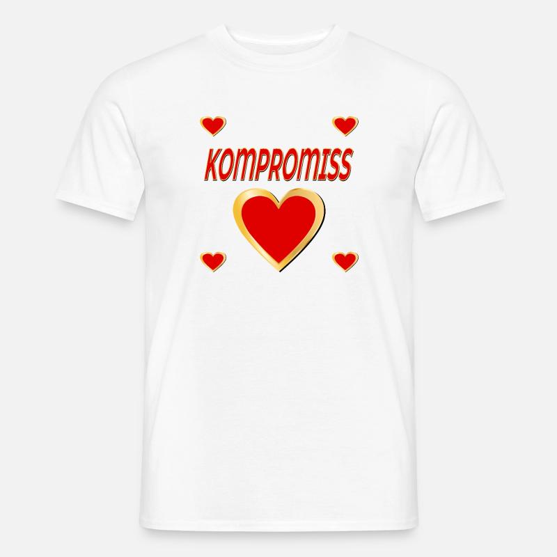 HERZ KOMPROMISS - Männer T-Shirt - Weiß