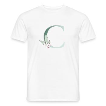 C Monogramme, Floral, Personnalisable - T-shirt homme - blanc - Devant - AI Model Male 178 dark (178cm)