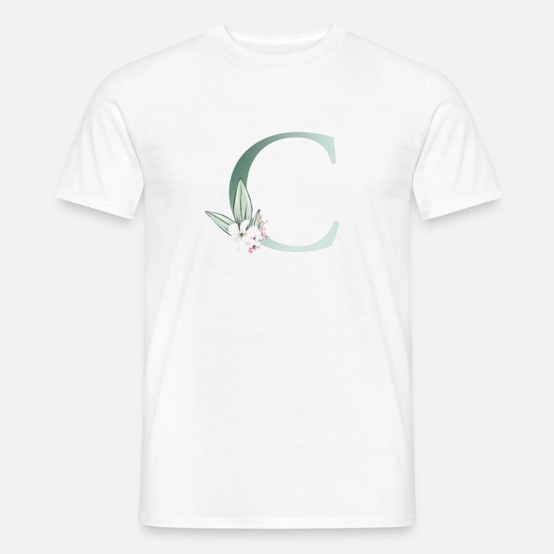 C Monogram, Floral, Customizable - Men’s T-shirt - white