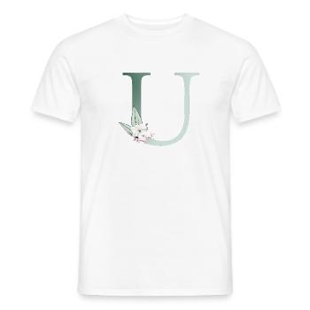 U Monogram, Floral, Personalizable - Men's T-Shirt - white - Front - AI Model Male 178 dark (178cm)