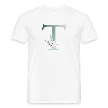 T Monogram, Floral, Personnalisable - T-shirt homme - blanc - Devant - AI Model Male 178 dark (178cm)