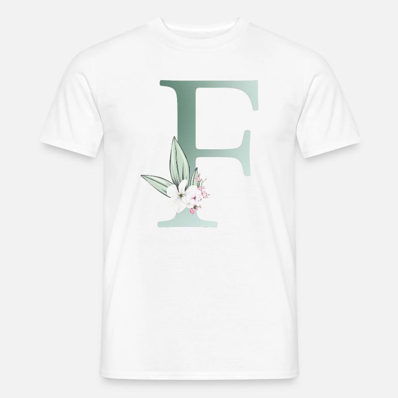 F Monogramm, Floral, personalisierbar - Männer T-Shirt - Weiß