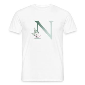 N Monogram, Floral, Personalizable - Men's T-Shirt - white - Front - AI Model Male 178 dark (178cm)