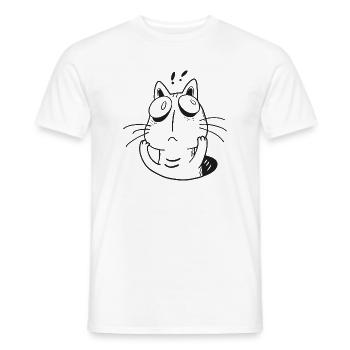 Ängstliche Katze – Lustige überdenkende Mieze - Männer T-Shirt - Weiß - Vorne - AI Model Male 178 dark (178cm)