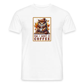 Owls Coffee Desgin - Men's T-Shirt - white - Front - AI Model Male 178 dark (178cm)