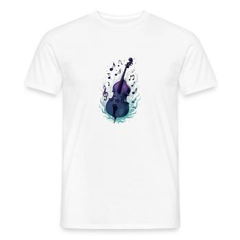 Contrebasse en flammes avec notes de musique - T-shirt homme - blanc - Devant - AI Model Male 178 dark (178cm)