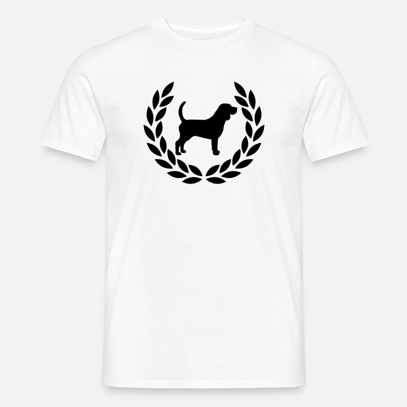 Beagle mit Lorbeerkranz - Männer T-Shirt - Weiß