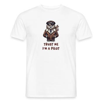 Vertraue mir, ich bin Pilot / Eule - Männer T-Shirt - Weiß - Vorne - AI Model Male 178 dark (178cm)