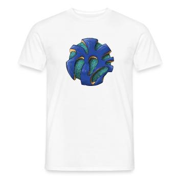 Motif abstrait de la feuille d’orbe bleue - T-shirt homme - blanc - Devant - AI Model Male 178 dark (178cm)