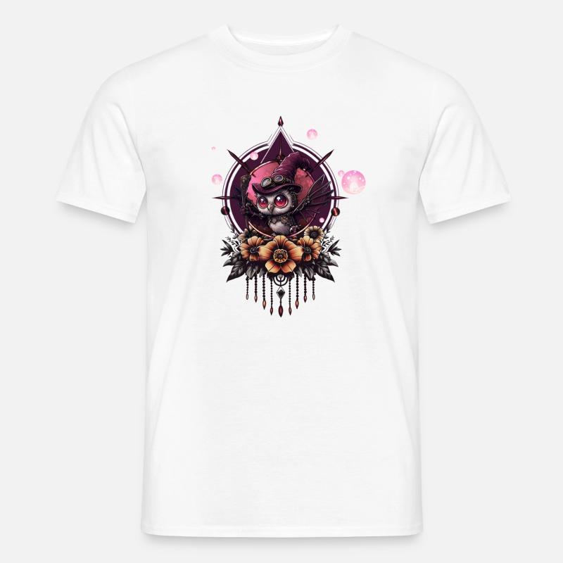 Die Steampunk-Eule: Hüter der Geheimnisse. - Männer T-Shirt - Weiß