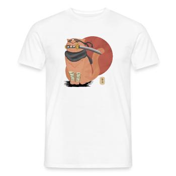 Chat samouraï avec Katana - T-shirt homme - blanc - Devant - AI Model Male 178 dark (178cm)