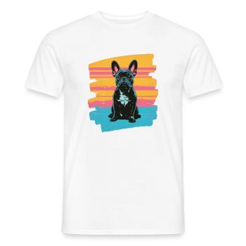 Bouledogue français Frenchie - T-shirt homme - blanc - Devant - AI Model Male 178 dark (178cm)