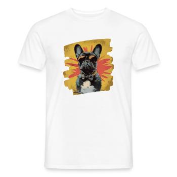 Bouledogue français Frenchie - T-shirt homme - blanc - Devant - AI Model Male 178 dark (178cm)