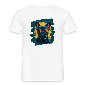 Bouledogue français Frenchie - T-shirt homme - blanc - Devant - AI Model Male 178 dark (178cm)