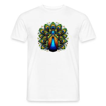 Pfau - Männer T-Shirt - Weiß - Vorne - AI Model Male 178 dark (178cm)