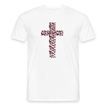 Heart Hearts Cross Crosses Crucifix - Men's T-Shirt - white - Front - AI Model Male 178 dark (178cm)
