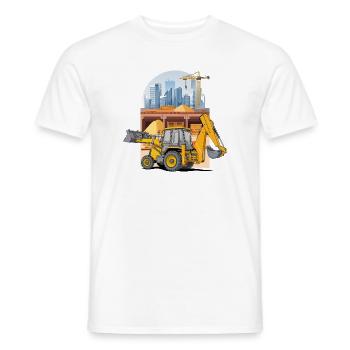 Backhoe Loader, Tractor Loader on Construction Site - Men's T-Shirt - white - Front - AI Model Male 178 dark (178cm)