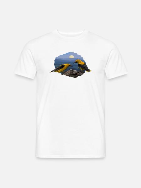 Goldene Vögel & Mondlicht – Friedliche Nacht - Männer T-Shirt - Weiß