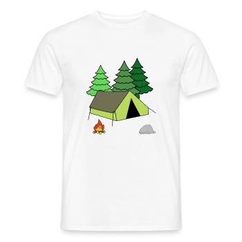 Campfire Tent Camping Camping Forest - Men's T-Shirt - white - Front - AI Model Male 178 dark (178cm)
