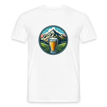 Mountain view with beer glass motif - Men's T-Shirt - white - Front - AI Model Male 178 dark (178cm)