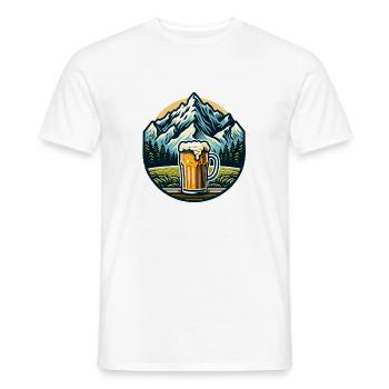 Bergblick mit Bier und Naturmotiv - Männer T-Shirt - Weiß - Vorne - AI Model Male 178 dark (178cm)