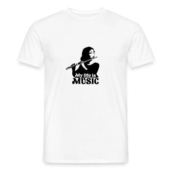 Flûte traversière - My Life Is Music Flûte - T-shirt homme - blanc - Devant - AI Model Male 178 dark (178cm)