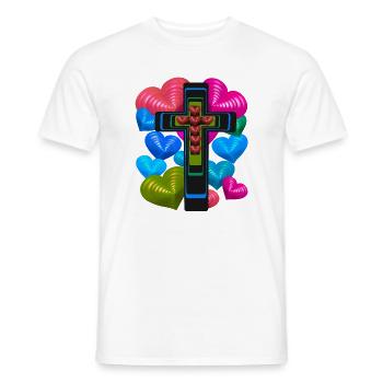 Cross Crosses Heart Hearts Jesus - Men's T-Shirt - white - Front - AI Model Male 178 dark (178cm)