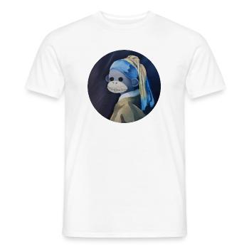 Mona Monkey in Blue Veil - Men's T-Shirt - white - Front - AI Model Male 178 dark (178cm)