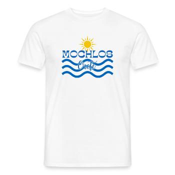 Mochlos inspiré de la plage avec soleil et vagues - T-shirt homme - blanc - Devant - AI Model Male 178 dark (178cm)