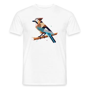 Eichelhäher auf Ast – stylisiertes Frühlingsmotiv - Männer T-Shirt - Weiß - Vorne - AI Model Male 178 dark (178cm)