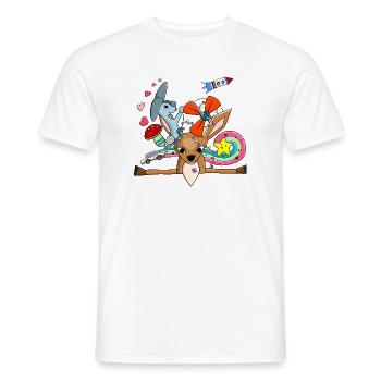 Cerf mignon, collage de lapin avec arc-en-ciel - T-shirt homme - blanc - Devant - AI Model Male 178 dark (178cm)