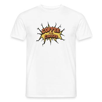 Coffee and Conquer - Men's T-Shirt - white - Front - AI Model Male 178 dark (178cm)