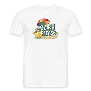 Strand bitte - Männer T-Shirt - Weiß - Vorne - AI Model Male 178 dark (178cm)