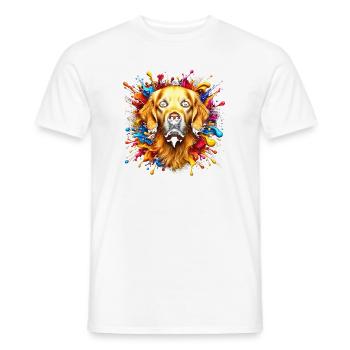 Süßer Golden Retriever mit bunten Farbklecksen - Männer T-Shirt - Weiß - Vorne - AI Model Male 178 dark (178cm)