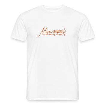 La musique est la voix de l’âme - partitions - T-shirt homme - blanc - Devant - AI Model Male 178 dark (178cm)