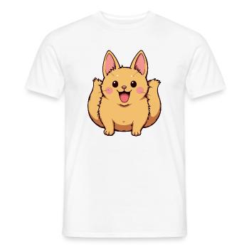 Happy Cat Smiling - Men's T-Shirt - white - Front - AI Model Male 178 dark (178cm)