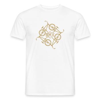Motif d’orbite BMX doré - T-shirt homme - blanc - Devant - AI Model Male 178 dark (178cm)